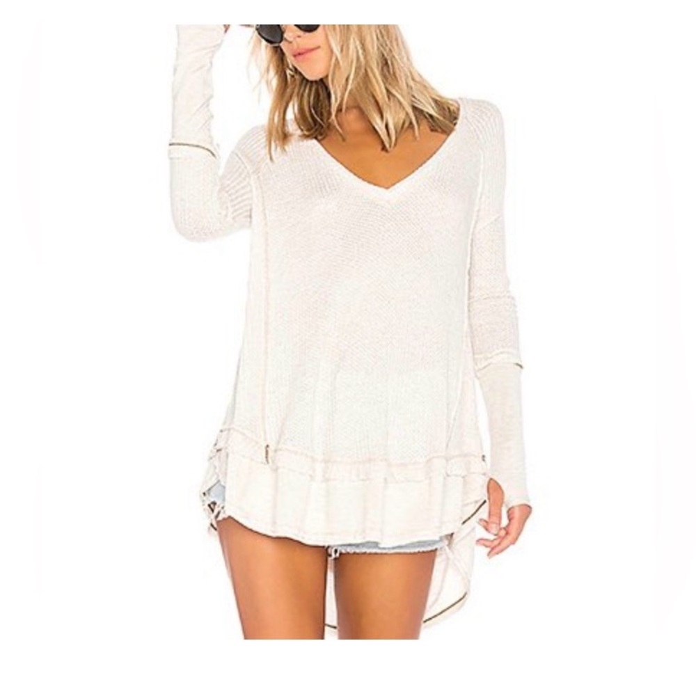We The Free Cream Long Sleeve Tunic Thermal Oversized